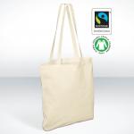 "Fair Trade" Bio Baumwolltasche, langer Henkel 