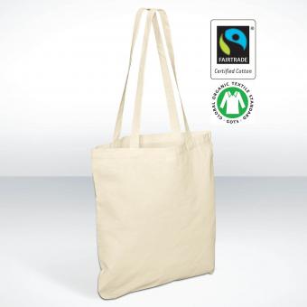 "Fair Trade" Bio Baumwolltasche, langer Henkel 