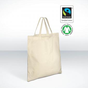 "Fair Trade" Bio Baumwolltasche, kurzer Henkel 