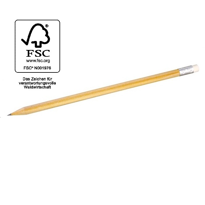 Eco Bleistift - FSC®-Holz natur mit Radiertip