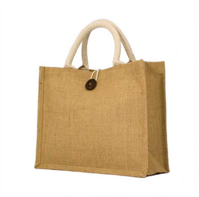 Jute Shopper - Knopfverschluss (30x24x11cm) 